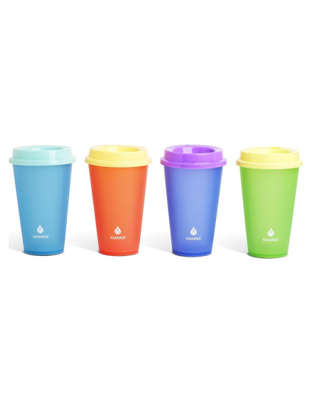 Juego de Vasos Reutilizables Manna 4 Piezas 473ml Cambio de Color