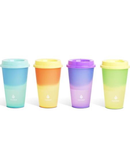Juego de Vasos Reutilizables Manna 4 Piezas 473ml Cambio de Color