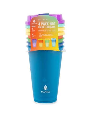 Juego de Vasos Reutilizables Manna 4 Piezas 473ml Cambio de Color