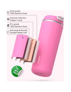 Taza de Viaje Aislada TOURIT 473 ml Acero Inoxidable Rosa 2