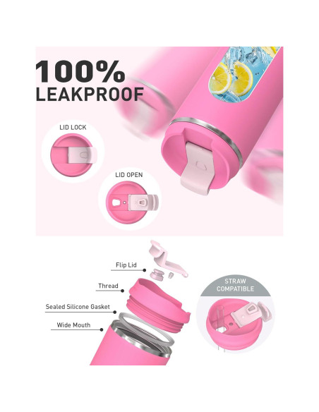 Taza de Viaje Aislada TOURIT 473 ml Acero Inoxidable Rosa Taza de Viaje Aislada TOURIT 473 ml Acero Inoxidable Rosa