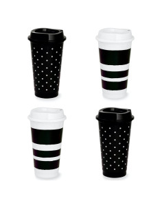 Juego de 4 Vasos Reutilizables Kate Spade 473ml Puntos y Rayas