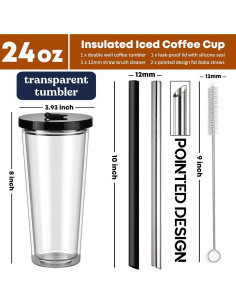 Taza de Café Helado Reutilizable ALINK 24 oz Doble Pared 2