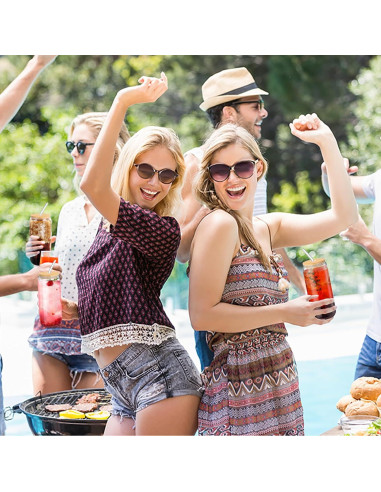 Juego de 2 Tazas de Vidrio 20 oz con Tapa y Popote DAMCONME