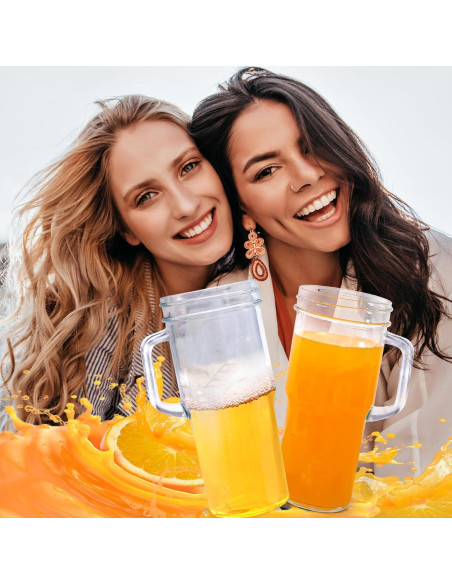 Set de 4 Tazas de Vidrio 24oz con Tapas de Bambú y Popotes