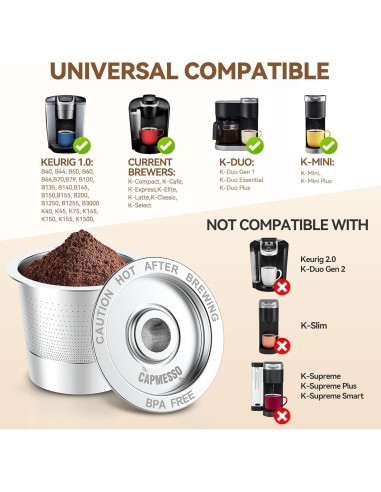 Cápsulas de Café Reutilizables K CAPMESSO para Keurig 1.0 - 2 Unidades