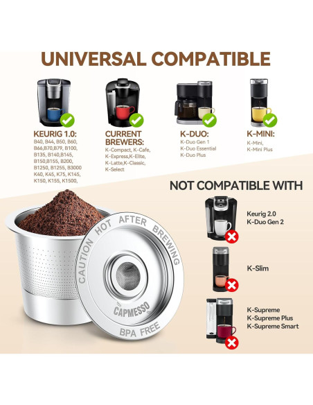 Cápsulas de Café Reutilizables K CAPMESSO para Keurig 1.0 - 2 Unidades