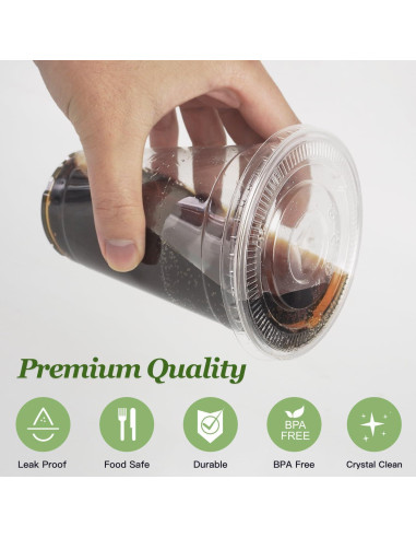 Charmount 100 Vasos de Plástico 20 oz con Tapas y Pajitas