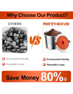 Tazas K Reutilizables RETHONE Acero Inoxidable 2 Unidades 2