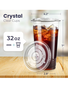 Paquete de 50 Copas de Plástico Transparentes 32 oz Fit Meal Prep 2