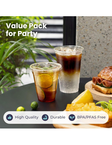 Paquete de 50 Copas de Plástico Transparentes 32 oz Fit Meal Prep