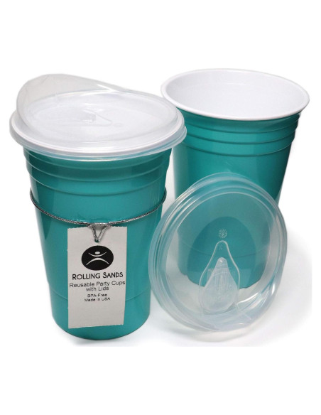 Vasos Reutilizables Rolling Sands 473ml Aqua - Paquete de 2