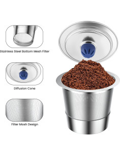 Tazas K reutilizables YEOSEN de acero inoxidable para Keurig 2.0 y 1.0 - 2 paquetes 2