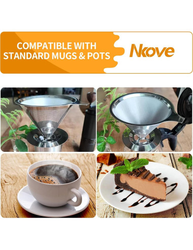 Goteador de Café Nkove Acero Inoxidable Reutilizable 1-2 Tazas