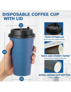 Vasos de Papel Desechables LITOPAK 100 Unidades 16 oz Azul y Gris 2