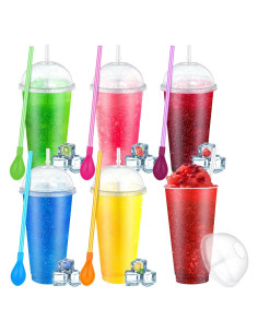 Set de 6 Vasos Slushie Ninehaoou 710 ml con Pajitas Reutilizables