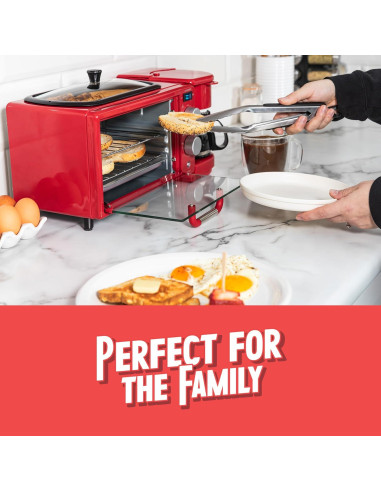 Estación de Desayuno Retro 3-en-1 Nostalgia - 5 Tazas, Horno Tostador