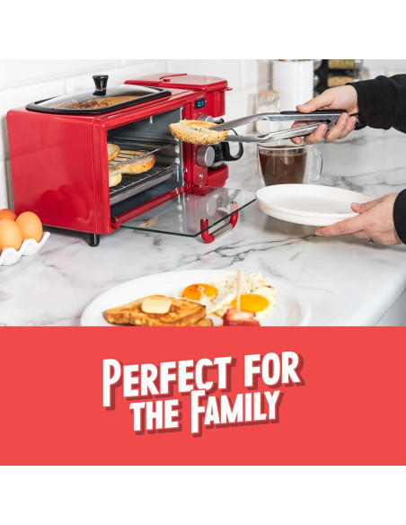 Estación de Desayuno Retro 3-en-1 Nostalgia - 5 Tazas, Horno Tostador