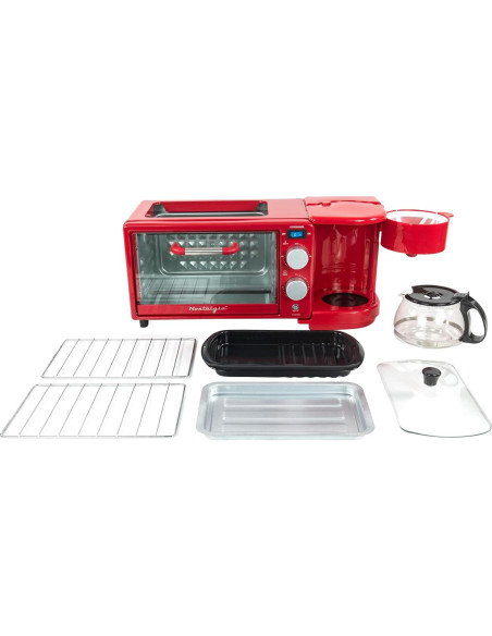 Estación de Desayuno Retro 3-en-1 Nostalgia - 5 Tazas, Horno Tostador