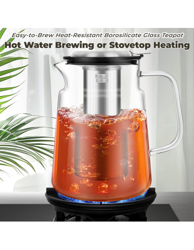 Tetera de Vidrio Aquach 2200ml con Infusor Acero Inoxidable