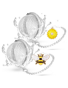 Infusores de Té TeaSanavie Set de 2 Acero Inoxidable Abeja Flor