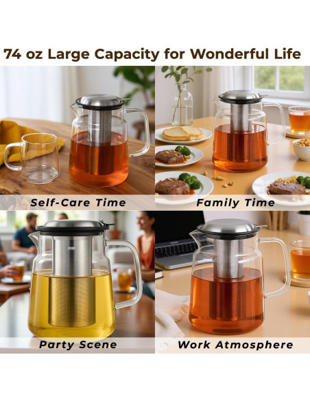 Tetera de Vidrio Aquach 2200ml con Infusor Acero Inoxidable