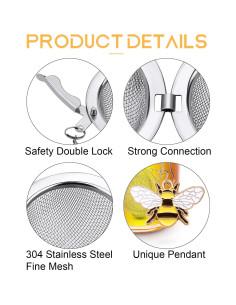Infusores de Té TeaSanavie Set de 2 Acero Inoxidable Abeja Flor 2