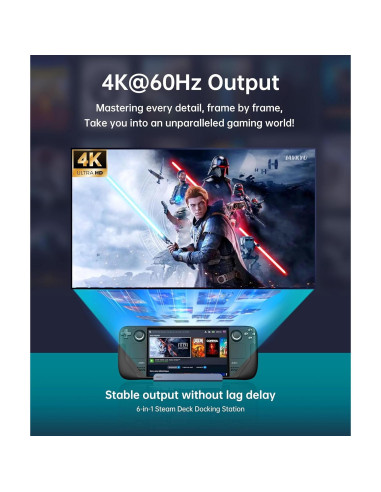 Dock 6-en-1 para Steam Deck 4K 60Hz - Iavkyu