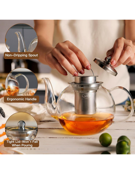 Tetera de Vidrio CNGLASS 600ml con Infusor Removible
