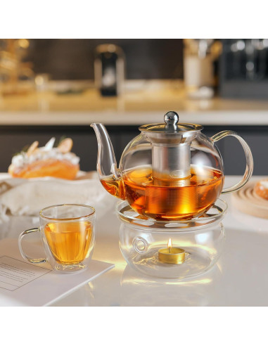 Tetera de Vidrio CNGLASS 600ml con Infusor Removible