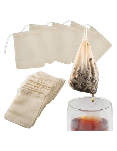 Bolsas de Filtro de Té Reutilizables Housim 50 Piezas Algodón Ecológico