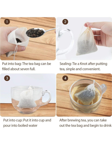 Bolsas de Filtro de Té Reutilizables Housim 50 Piezas Algodón Ecológico