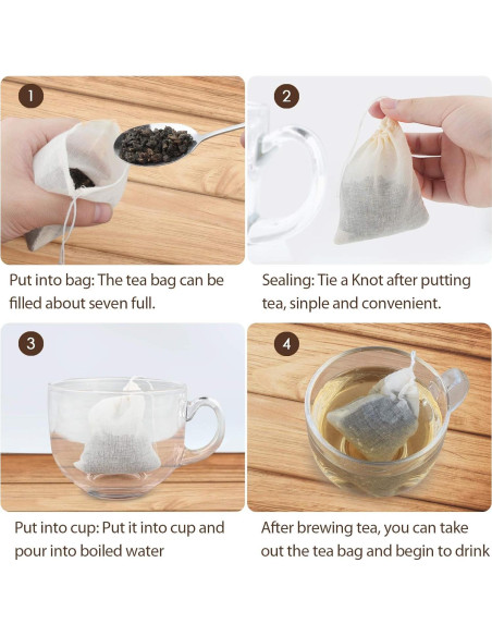 Bolsas de Filtro de Té Reutilizables Housim 50 Piezas Algodón Ecológico