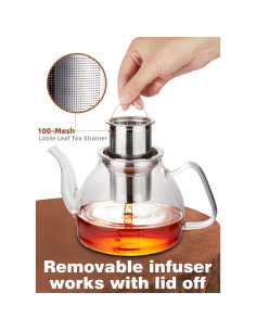 Tetera de Vidrio TETWIN 1000ml con Infusor y 6 Bolas de Té 2