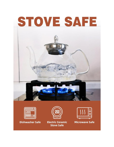 Tetera de Vidrio TETWIN 1000ml con Infusor y 6 Bolas de Té