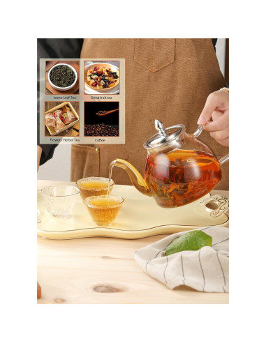 Tetera de Vidrio TETWIN 1000ml con Infusor y 6 Bolas de Té