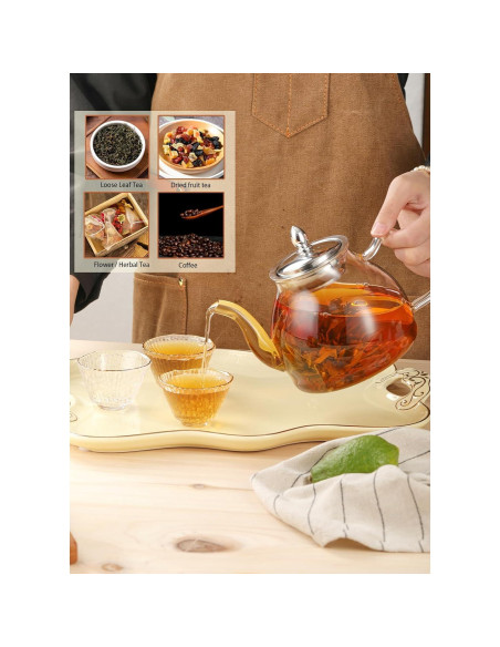Tetera de Vidrio TETWIN 1000ml con Infusor y 6 Bolas de Té