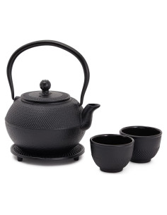 Juego de tetera de hierro fundido Juvale 1200 ml con 2 tazas