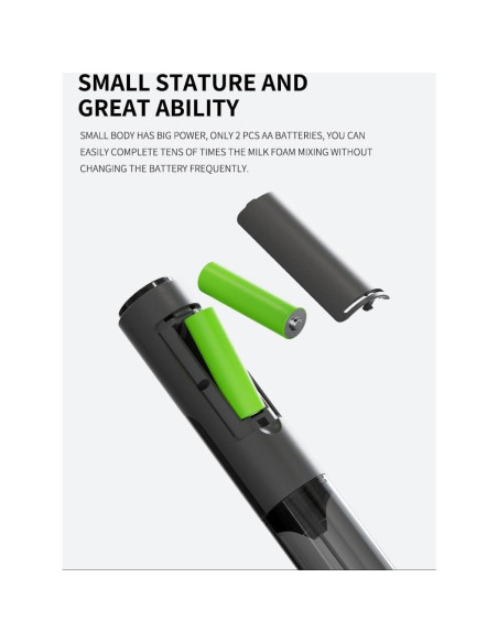 Espumador de Leche de Viaje WBJHYM con Tapa 0.3L Negro