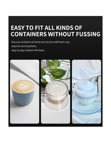 Espumador de Leche de Viaje WBJHYM con Tapa 0.3L Negro