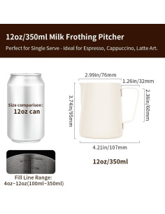 Pitcher de Leche Acero Inoxidable Watchget 350ml Blanco 2