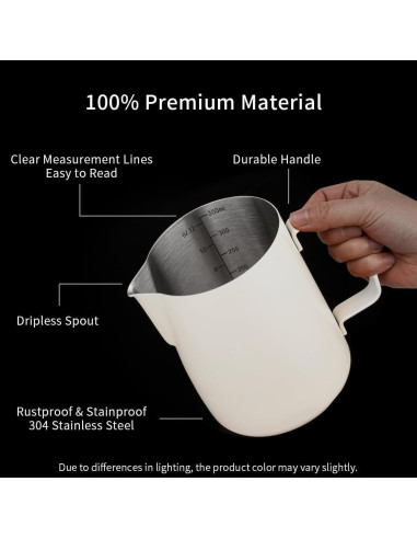 Pitcher de Leche Acero Inoxidable Watchget 350ml Blanco