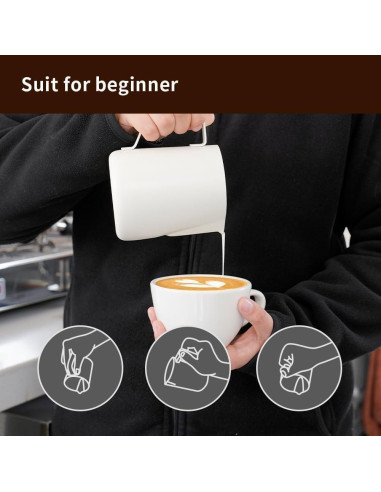 Pitcher de Leche Acero Inoxidable Watchget 350ml Blanco