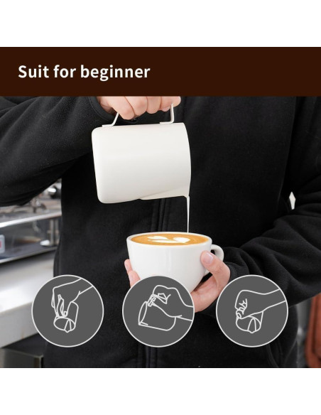 Pitcher de Leche Acero Inoxidable Watchget 350ml Blanco