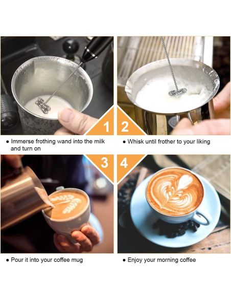 Espumador de Leche Recargable Philorn Negro 1200mAh 3 Velocidades