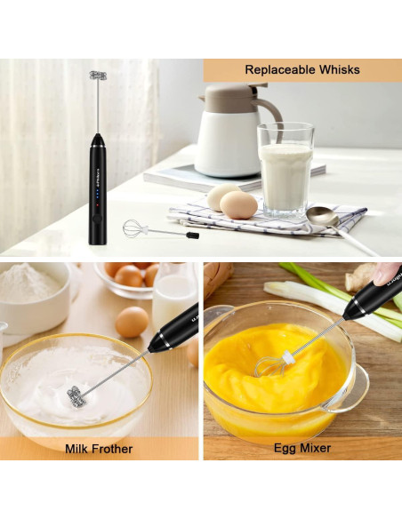 Espumador de Leche Recargable Philorn Negro 1200mAh 3 Velocidades