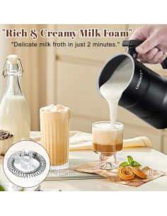 Espumador de Leche Unokit 4-en-1 350ml Negro con Control de Temperatura 2