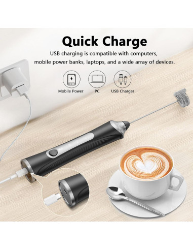 Espumador de Leche Collwin Recargable 3 Velocidades Acero Inoxidable