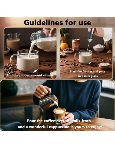 Espumador de Leche Collwin Recargable 3 Velocidades Acero Inoxidable