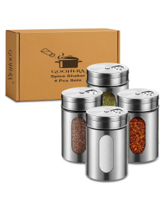 Juego de 4 Saleros y Pimenteros GOOHERA Acero Inoxidable 226g